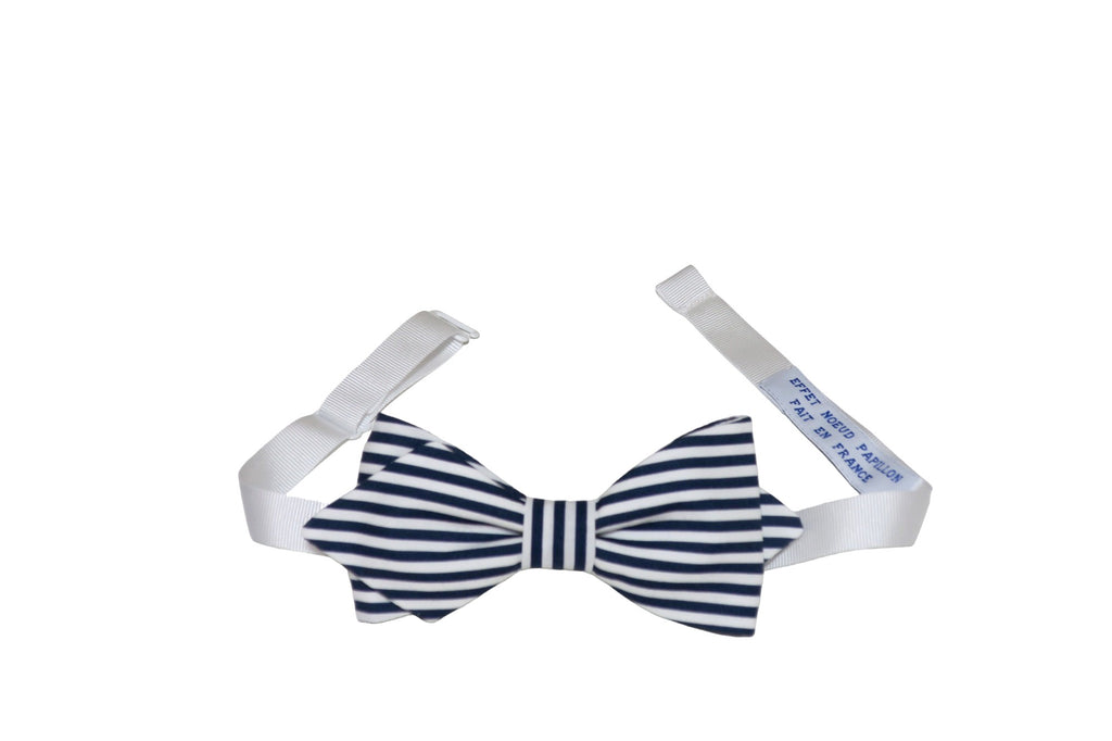 Noeud papillon rayé marine et blanc - Effet Noeud Pap