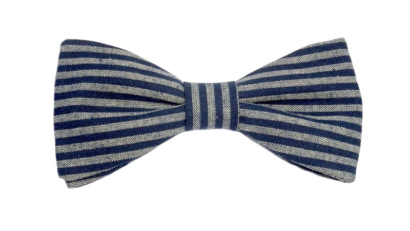 Noeud papillon rayé bleu et gris - Effet Noeud Pap