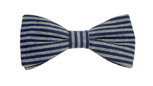 Noeud papillon rayé bleu et gris - Effet Noeud Pap