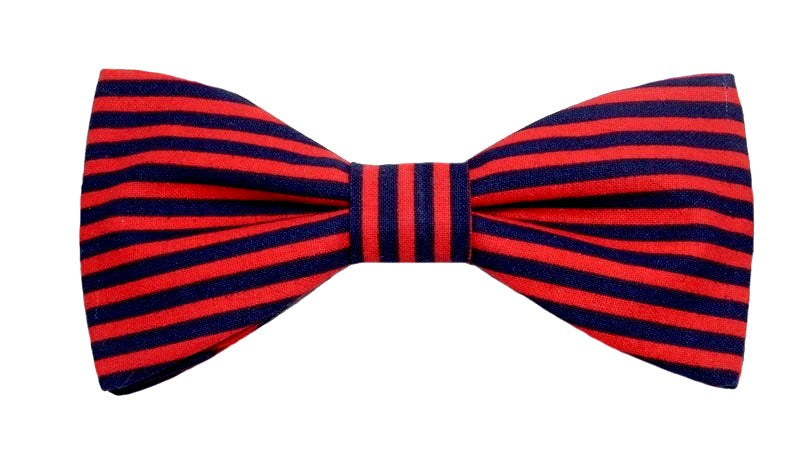 Noeud papillon rayé marine et rouge - Effet Noeud Pap