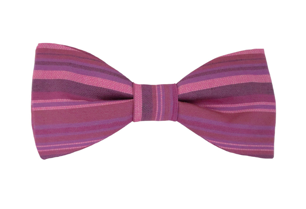 Noeud papillon rayé rose et prune - Effet Noeud Pap