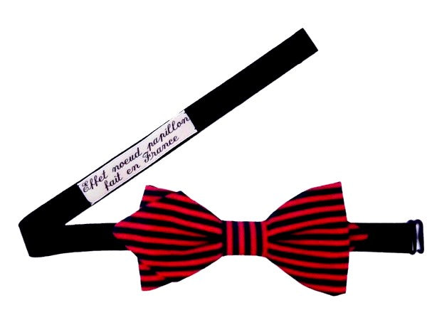 Noeud papillon rayé marine et rouge - Effet Noeud Pap