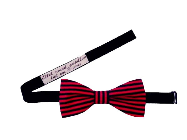 Noeud papillon rayé marine et rouge - Effet Noeud Pap