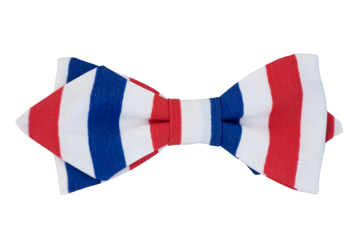 Noeud papillon rayé bleu, blanc, rouge - Effet Noeud Pap