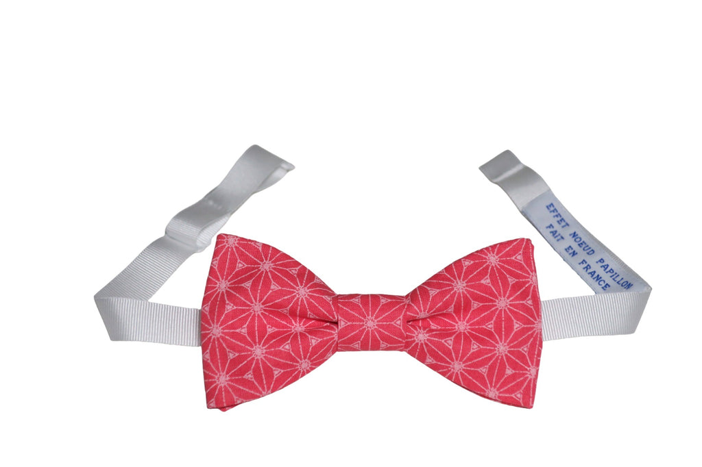 Noeud papillon japonais rose corail étoiles - Effet Noeud Pap