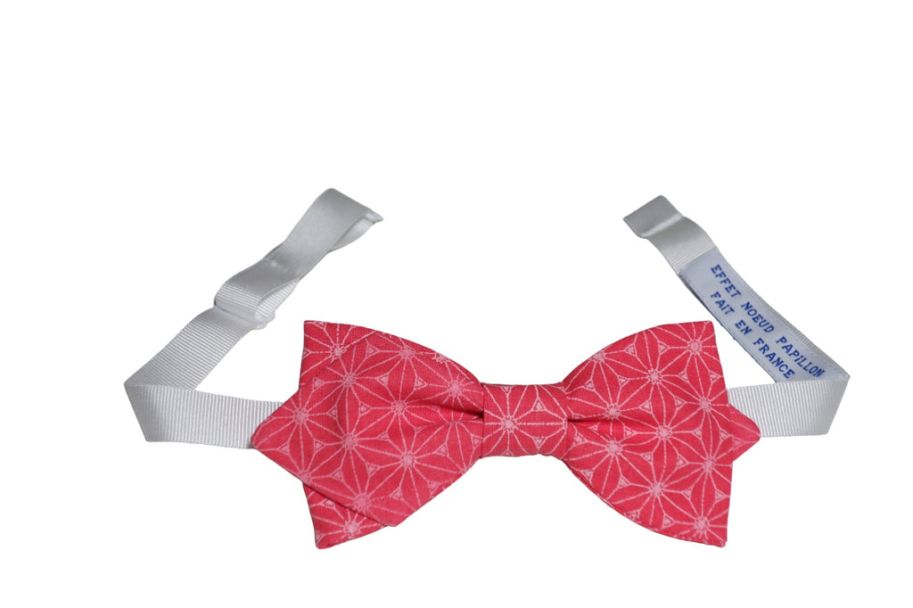 Noeud papillon japonais rose corail étoiles - Effet Noeud Pap