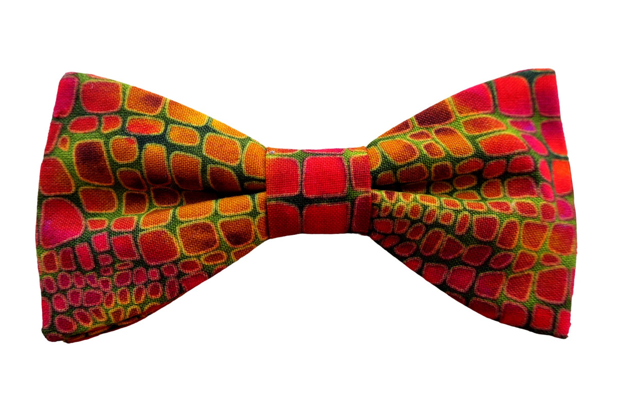 Noeud papillon rouge et vert motifs écailles - Effet Noeud Pap