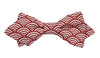 Nœud papillon rouge tissu japonais "Seigaiha" 