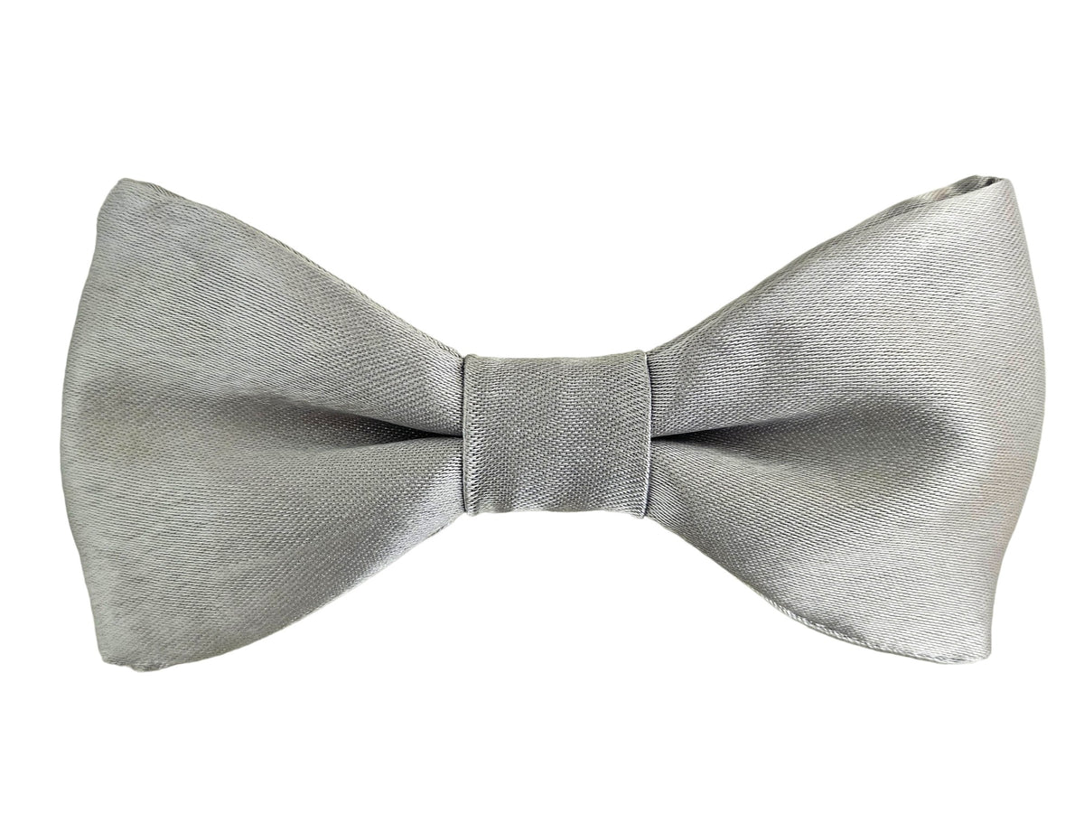 Noeud papillon gris argenté satin
