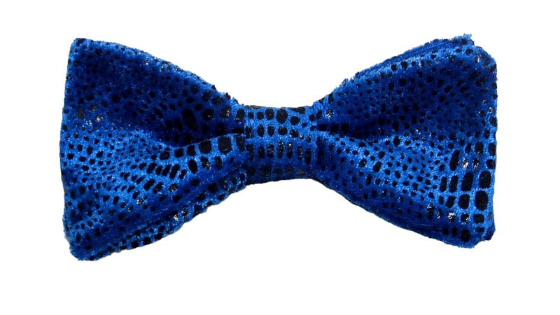 Noeud papillon velours bleu électrique motif animalier - Effet Noeud Pap