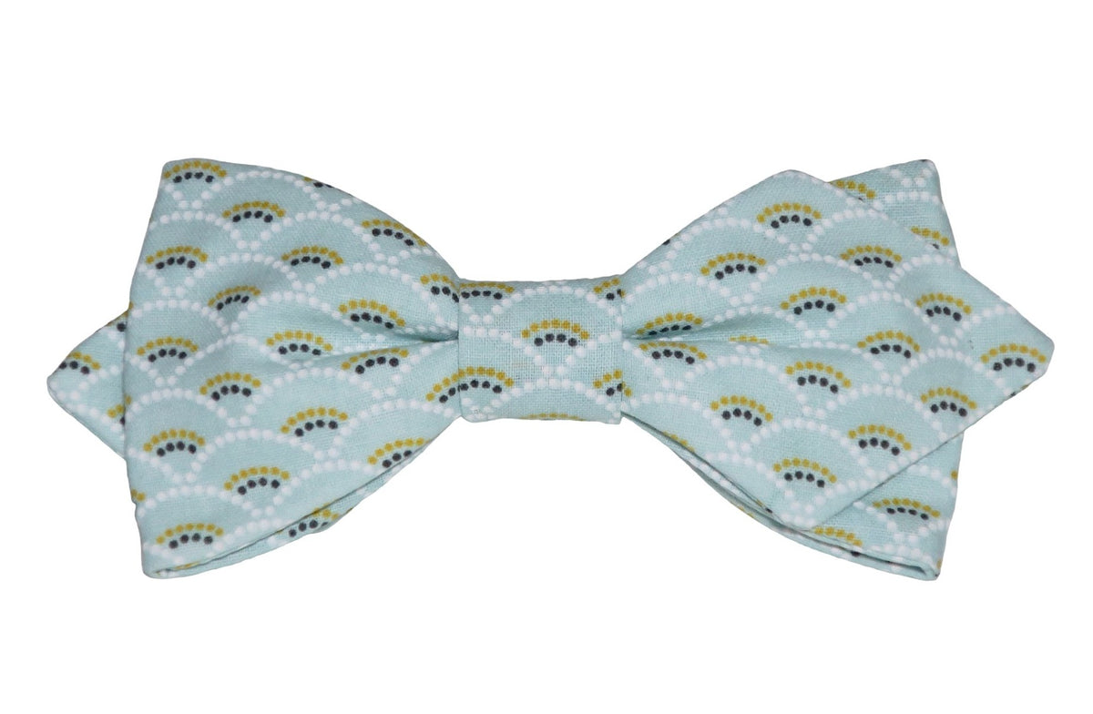 Nœud papillon vert d'eau tissu japonais