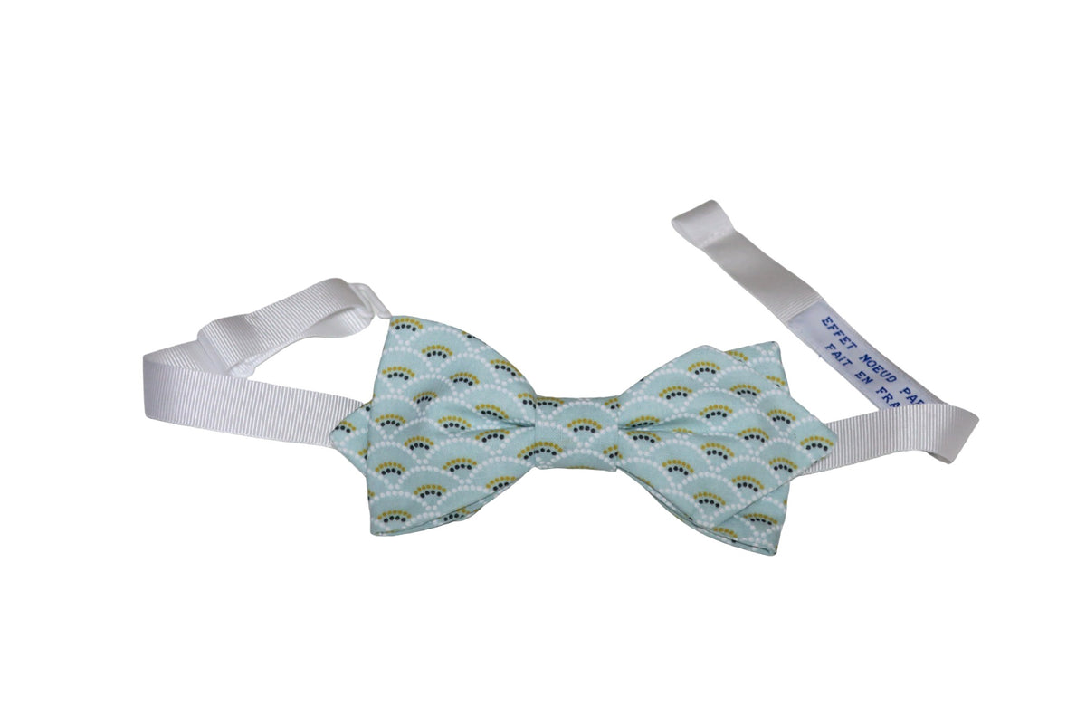 Noeud papillon japonais vert d'eau motif "vagues" - Effet Noeud Pap