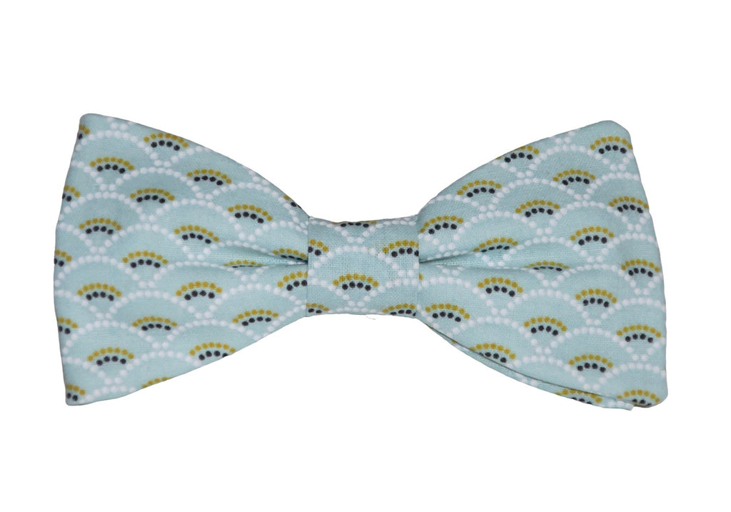 Noeud papillon japonais vert d'eau motif "vagues" - Effet Noeud Pap