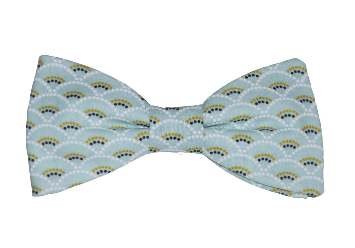 Noeud papillon japonais vert d'eau motif "vagues" - Effet Noeud Pap