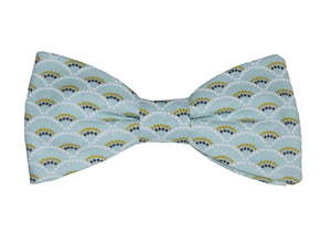 Noeud papillon japonais vert d'eau motif 