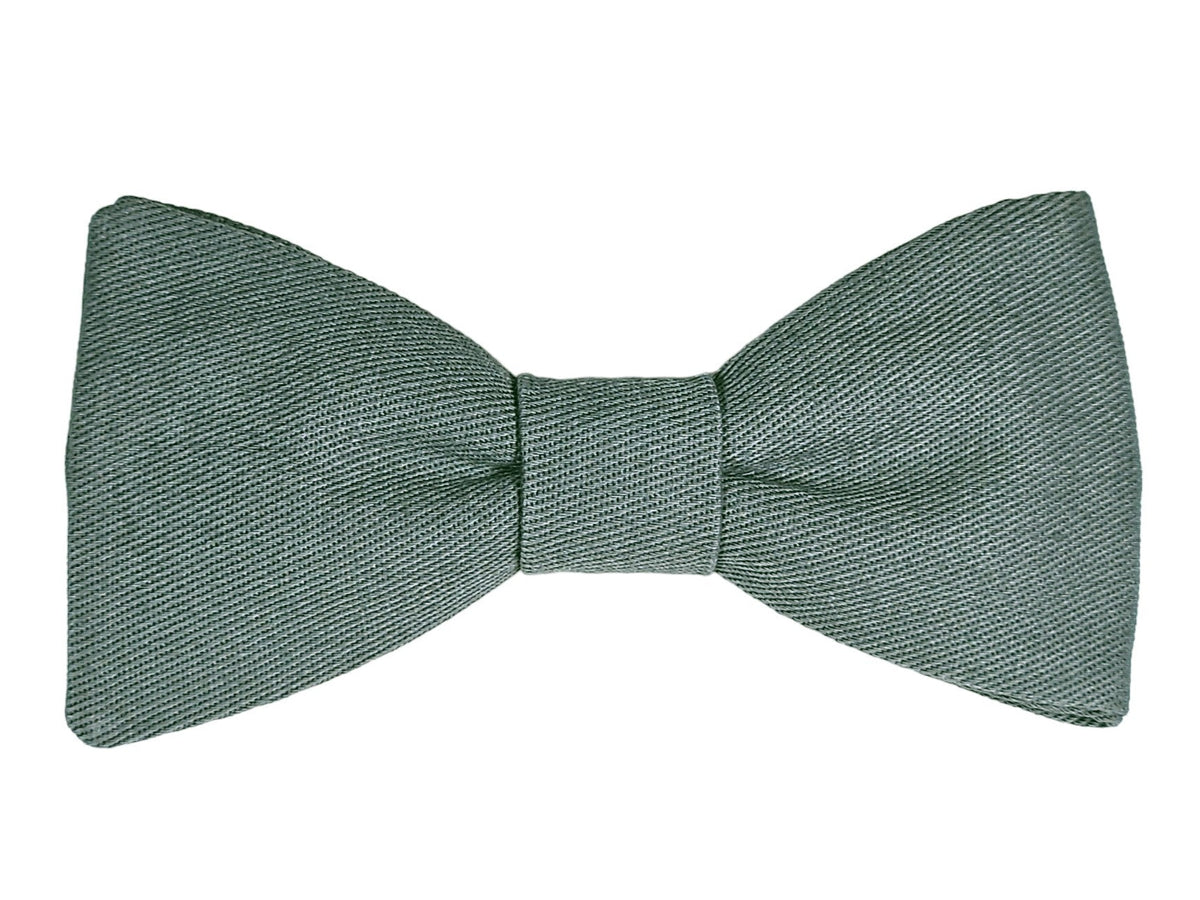 Nœud papillon uni vert kaki en coton