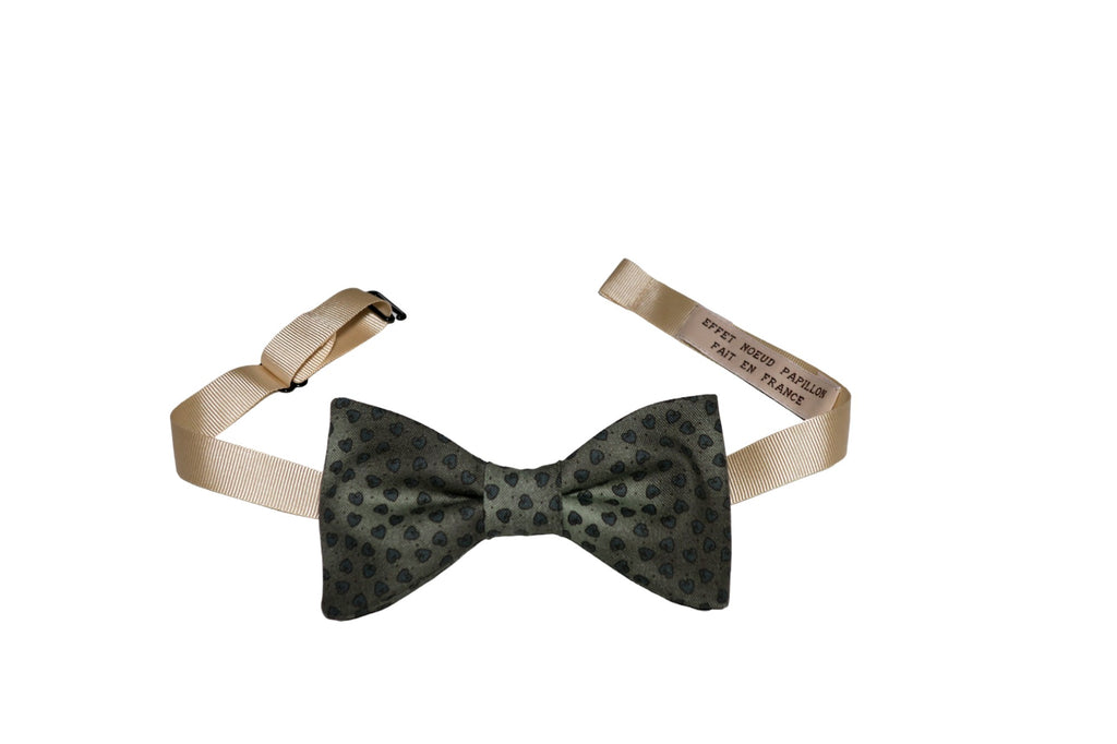 Noeud papillon vert kaki motifs feuilles