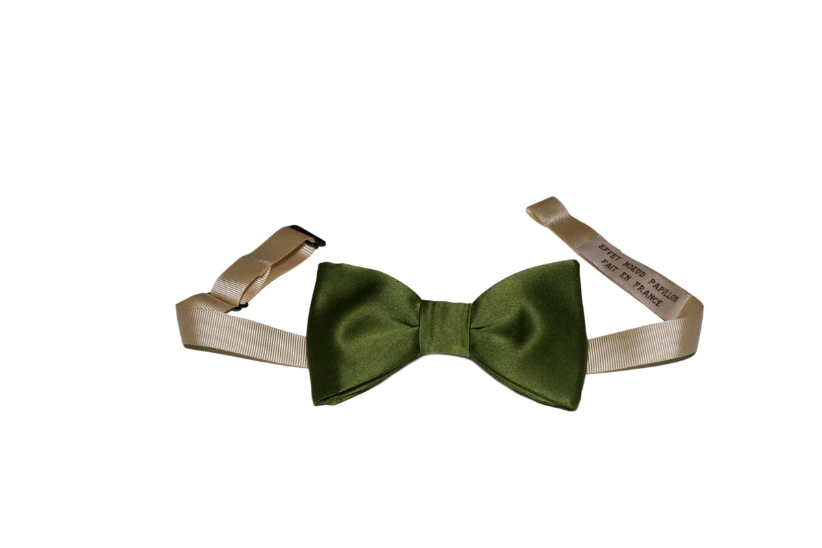 Noeud papillon vert olive satiné - Effet Noeud Pap