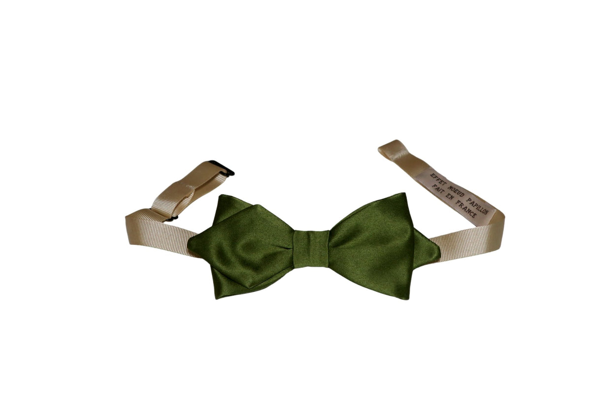 Noeud papillon vert olive satiné - Effet Noeud Pap