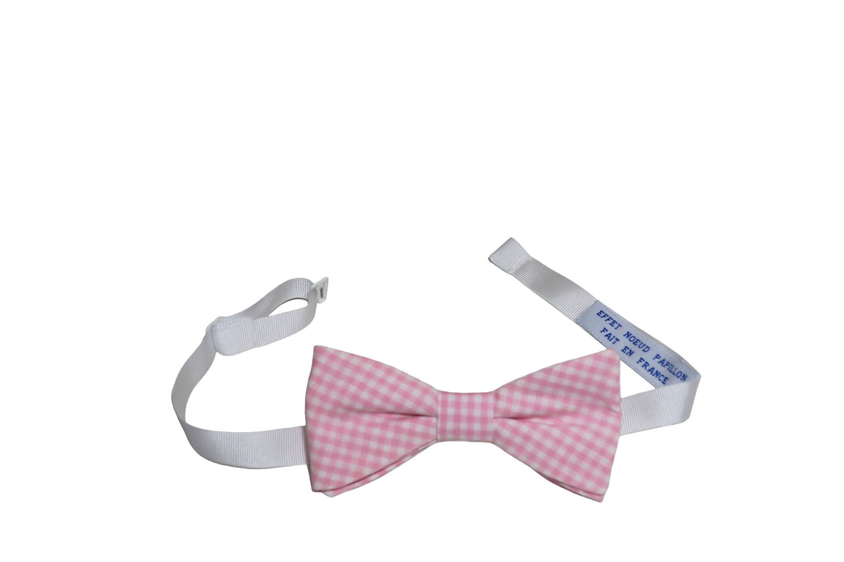 Noeud papillon vichy rose pâle - Effet Noeud Pap