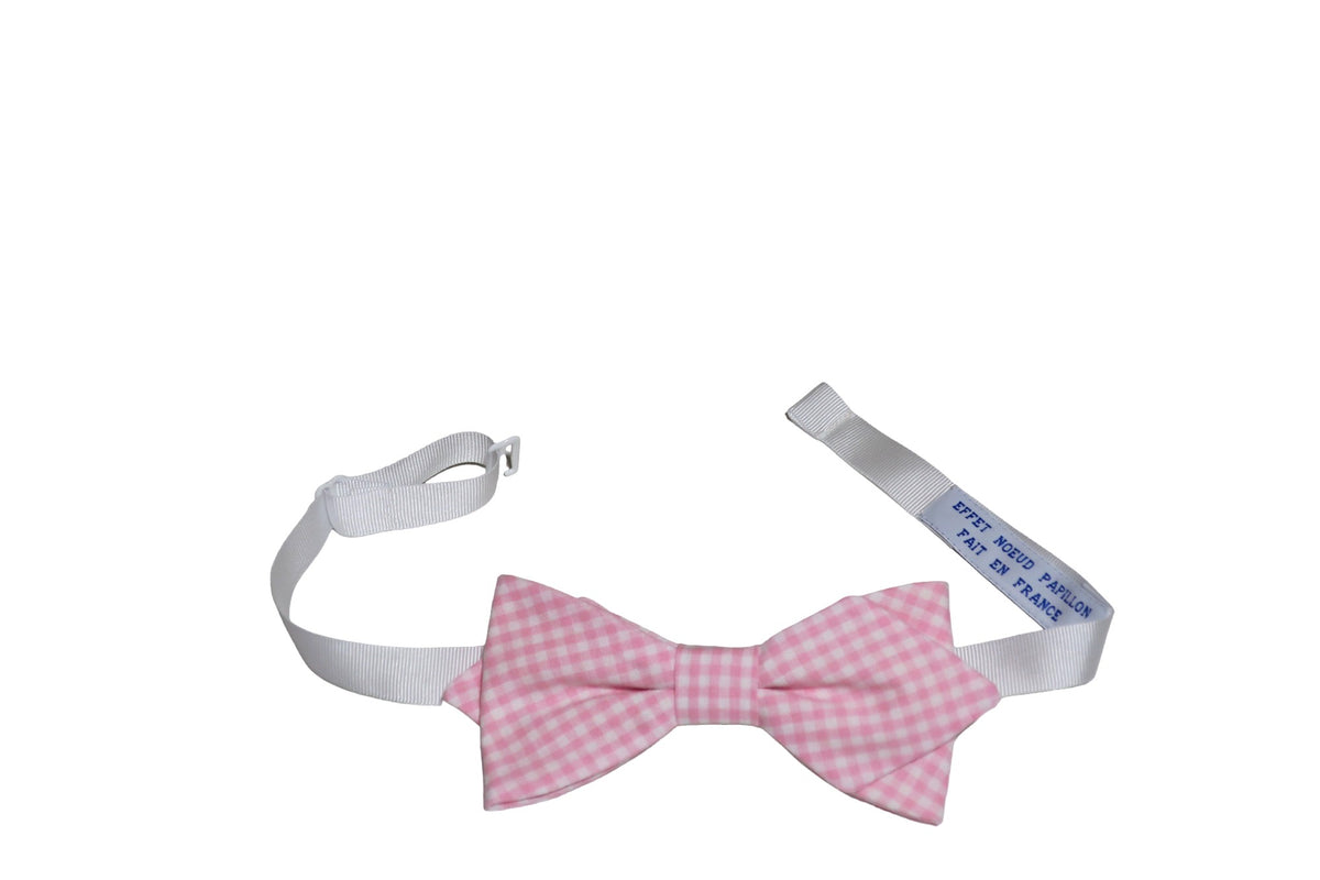 Noeud papillon vichy rose pâle - Effet Noeud Pap