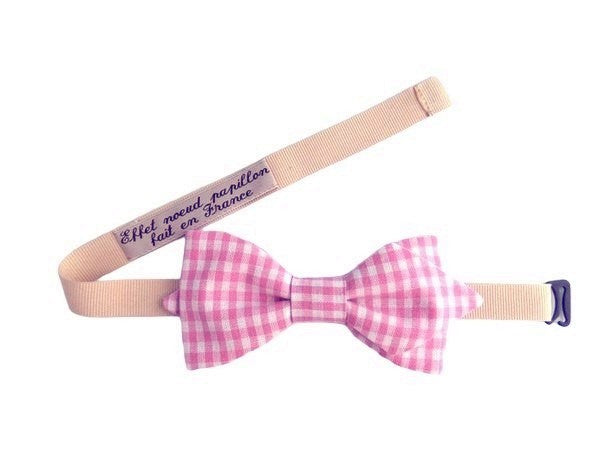 Noeud papillon vichy rose bonbon - Effet Noeud Pap