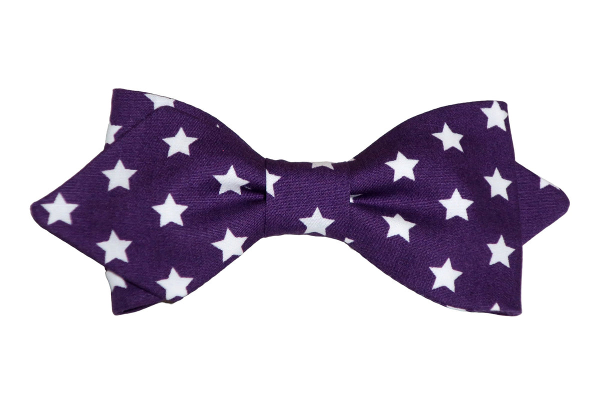 Noeud papillon Violet étoiles blanches