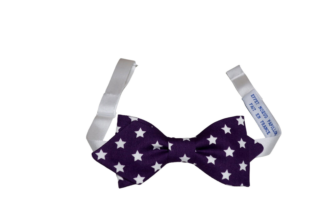 Noeud papillon Violet étoiles blanches
