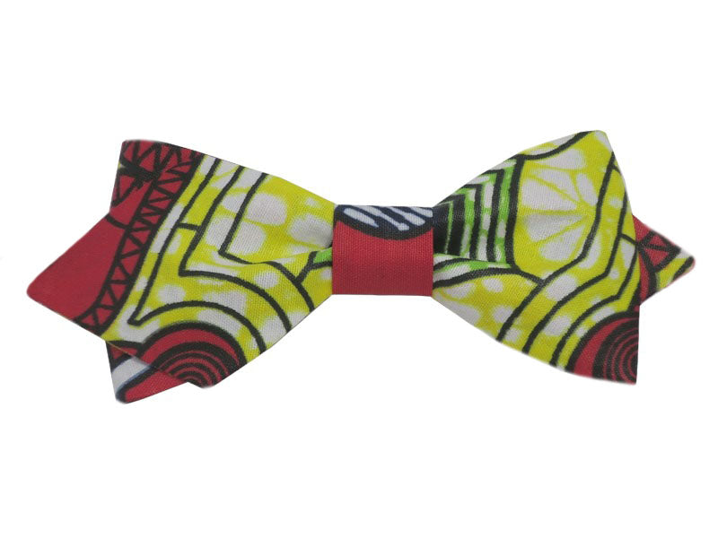 Noeud papillon wax rouge jaune vert et blanc - Effet Noeud Pap