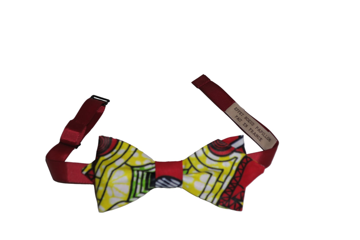 Noeud papillon wax rouge jaune vert et blanc - Effet Noeud Pap