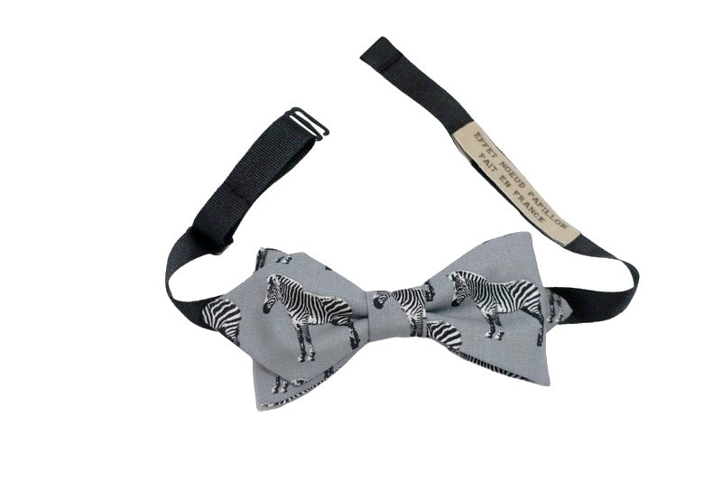 Noeud papillon zèbres sur fond gris - Effet Noeud Pap