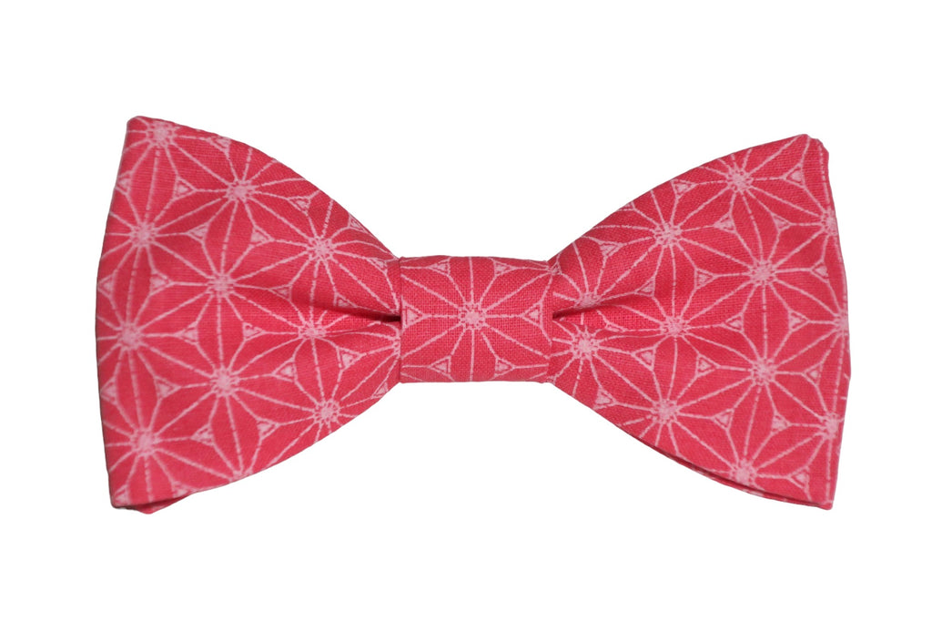 Noeud papillon japonais rose corail étoiles - Effet Noeud Pap