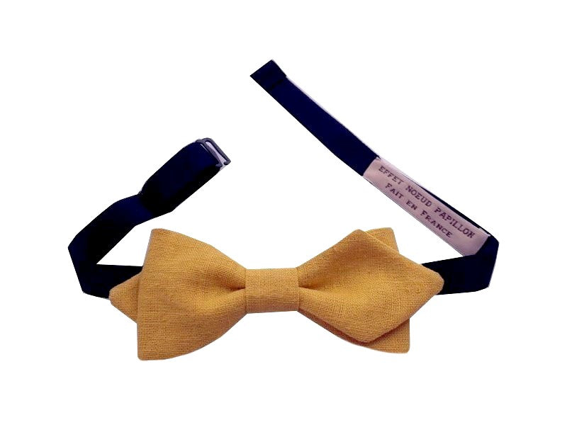 Noeud papillon jaune ocre en lin