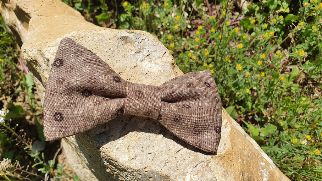 Noeud papillon fleuri marron et beige - Effet Noeud Pap