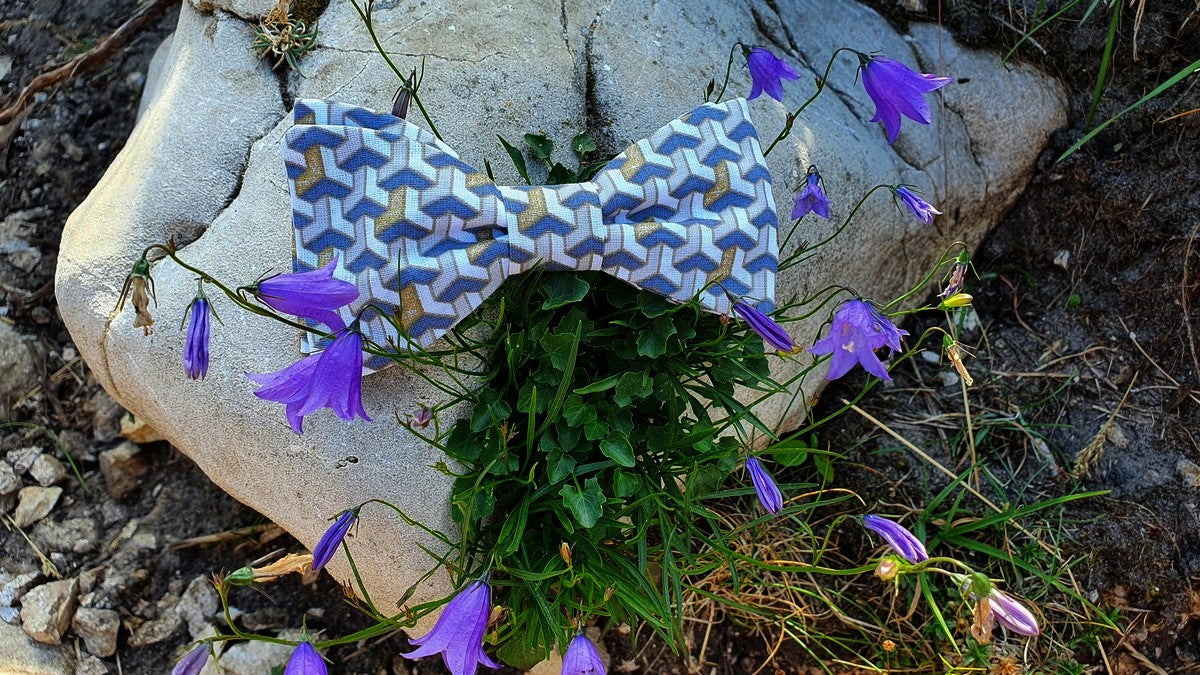 Noeud papillon blanc cubes gris et or - Effet Noeud Pap