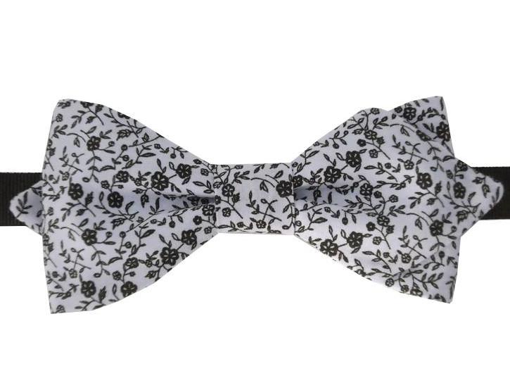 Noeud papillon fleuri noir et blanc Amaryllis - Effet Noeud Papillon