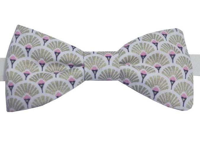 Noeud papillon japonais éventails dorés et rose - Effet Noeud Papillon