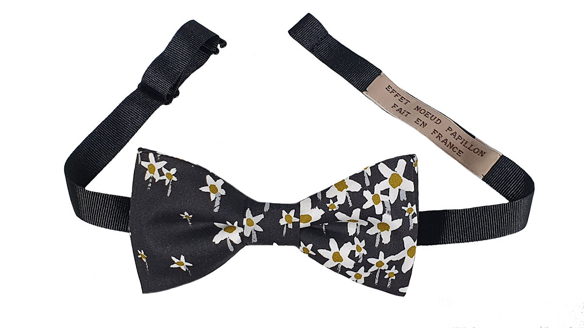 Noeud papillon Liberty Noir marguerites