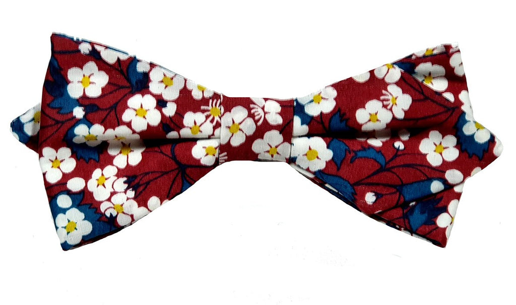 Noeud papillon Liberty bordeaux Mitsi, forme à pointes