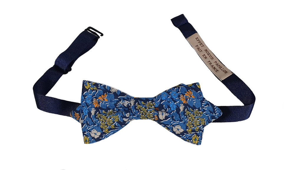 Noeud papillon Liberty bleu roi et orange