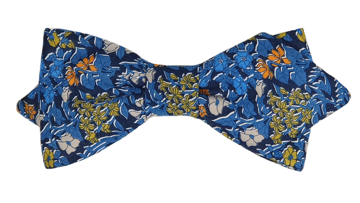 Nœud papillon Liberty marine, bleu roi et orange