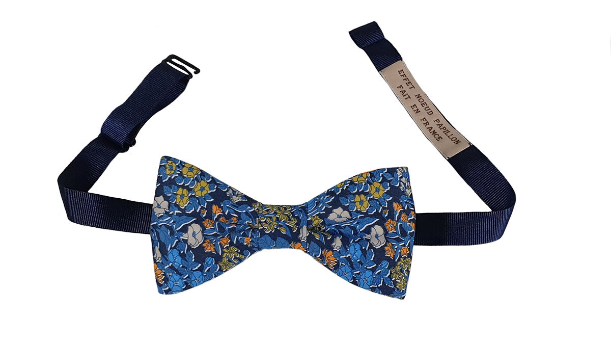Noeud papillon Liberty bleu roi et orange
