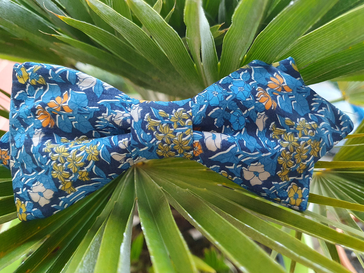 Noeud papillon Liberty bleu roi et orange