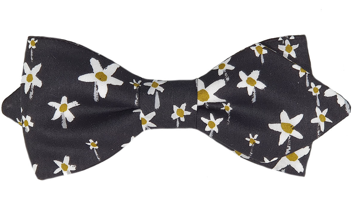Nœud papillon Liberty noir marguerites