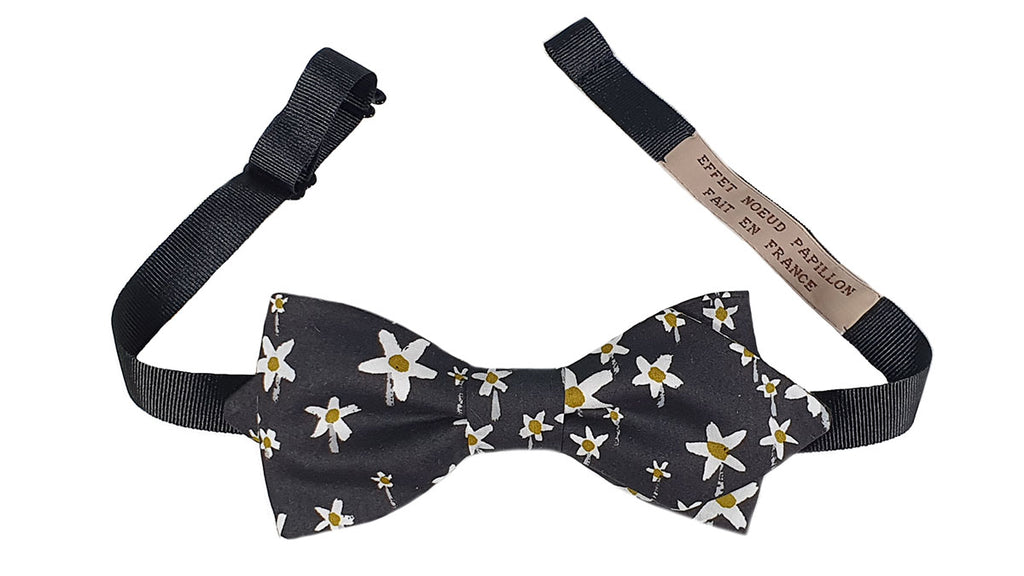 Noeud papillon Liberty Noir marguerites