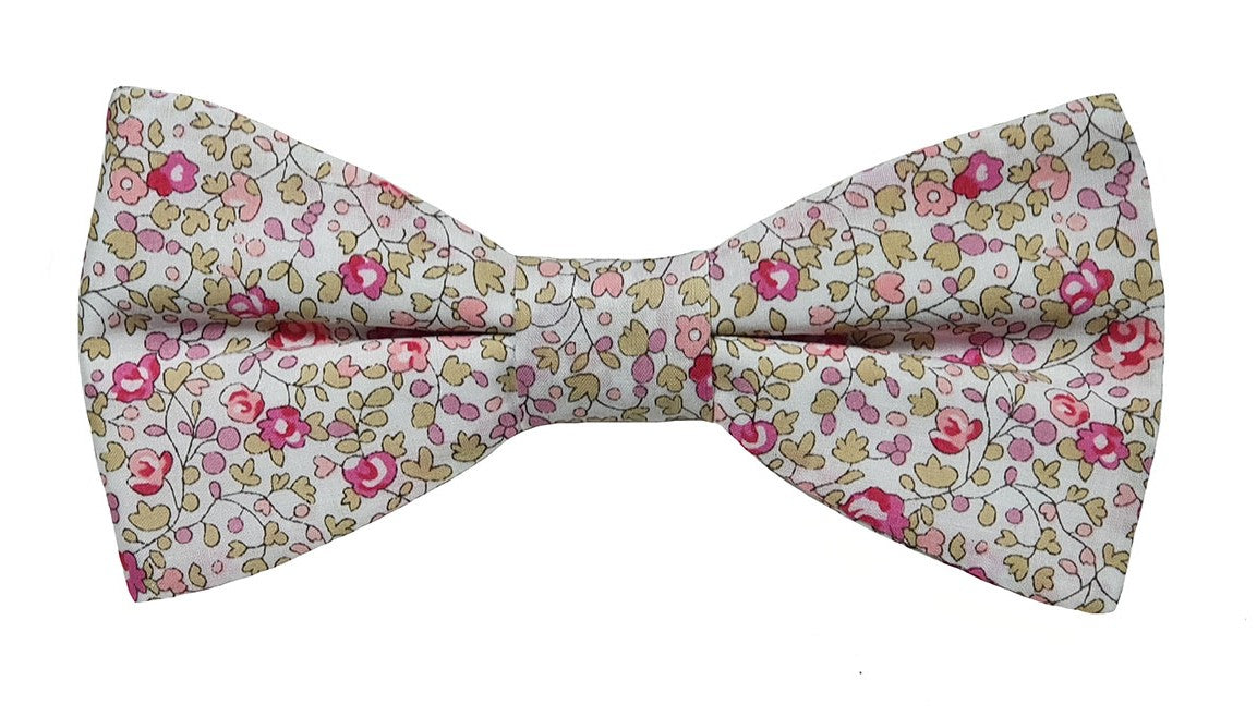 Noeud papillon Liberty rose et beige - Effet Noeud Pap