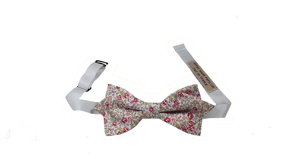 Noeud papillon Liberty rose et beige - Effet Noeud Pap
