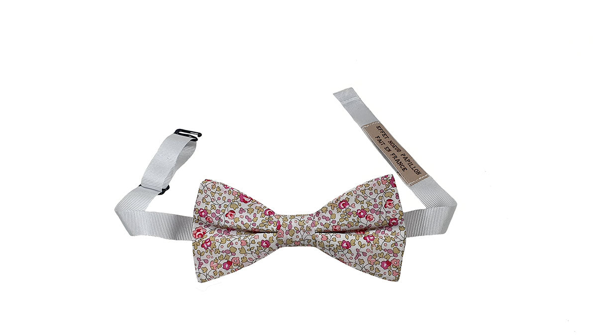 Noeud papillon Liberty rose et beige - Effet Noeud Pap