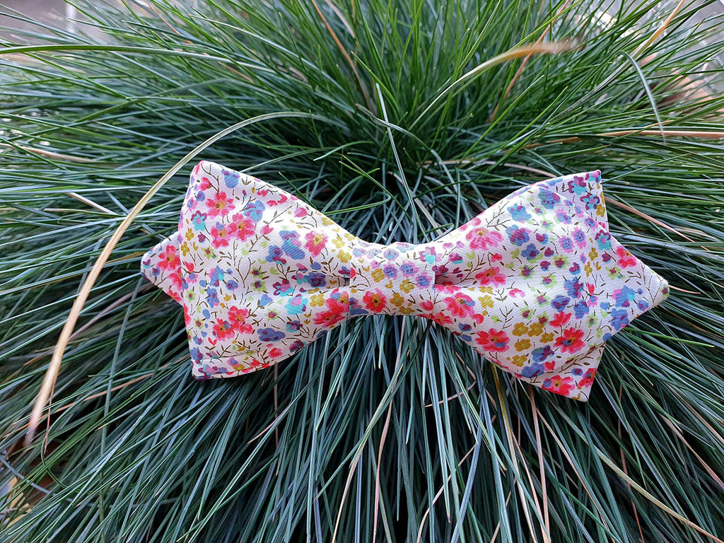 Noeud papillon Liberty rose et bleu