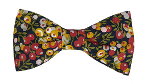 Noeud papillon Liberty bordeaux, moutarde et kaki